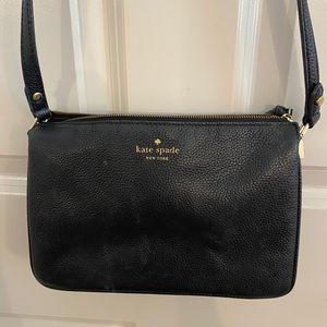 Black Leather Long Strapped Kate Spade Purse